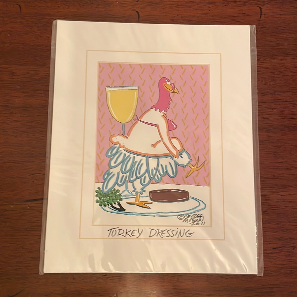 NEW 2011 George Moran Turkey Dressing Matted Print